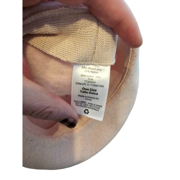 Vintage Y2K Womens Wool Blend Beret Hat Light Pink w/ Pears Preppy - Picture 5 of 5